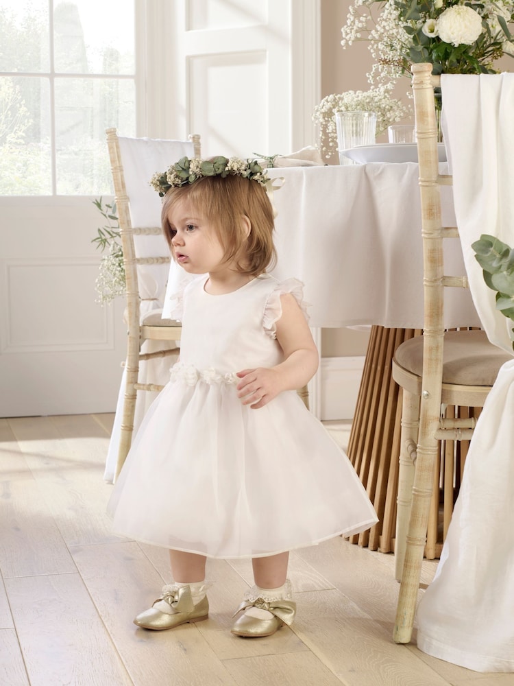 Mamas & Papas Organza Flower White Dress - Image 1 of 4 Mamas & Papas Organza Flower White Dress - Image 1 of 4