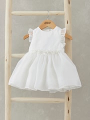 Mamas & Papas Organza Flower White Dress - Image 4 of 4