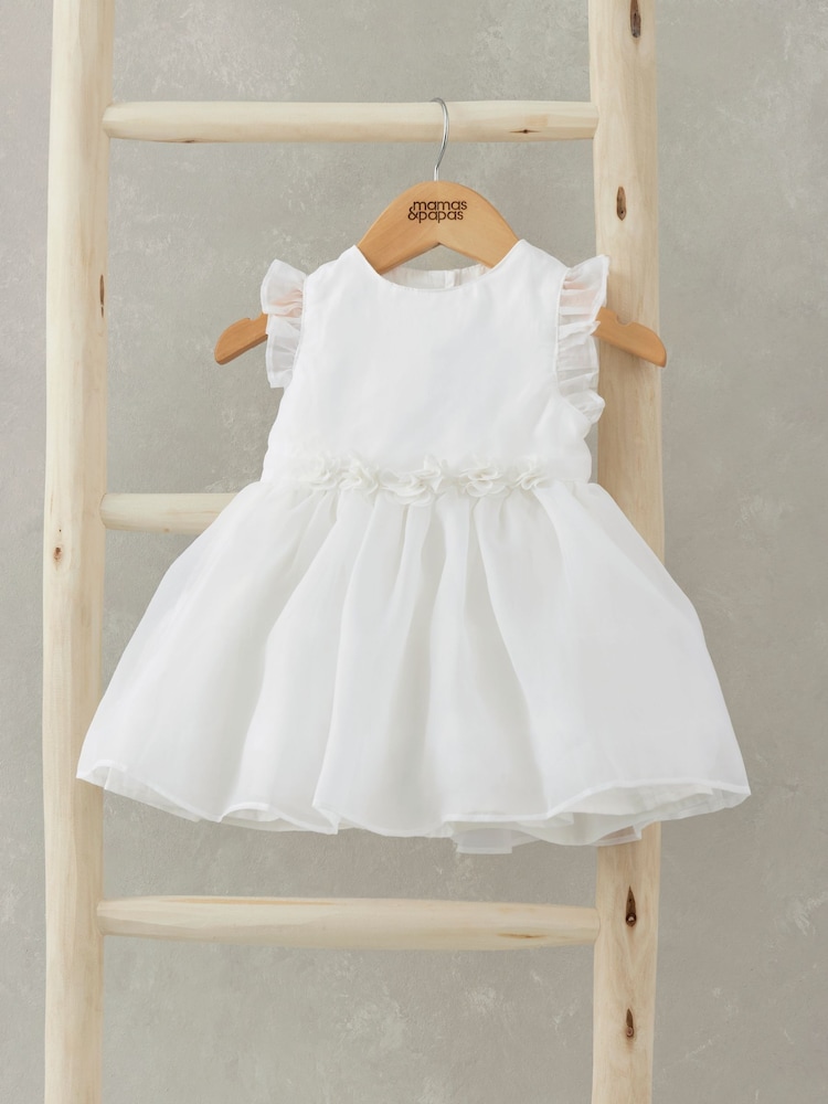 Mamas & Papas Organza Flower White Dress - Image 4 of 4 Mamas & Papas Organza Flower White Dress - Image 4 of 4