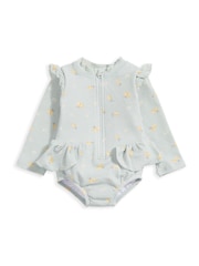 Mamas & Papas Green Frill Long Sleeve Swimsuit - Image 2 of 2