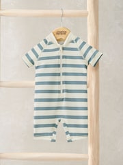 Mamas & Papas Blue Textured Stripe Short Sleeve Rashsuit - Image 1 of 1