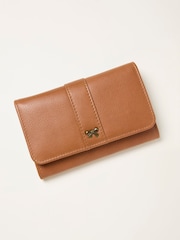 FatFace Tan Brown Bow Detail Leather Purse - Image 1 of 2