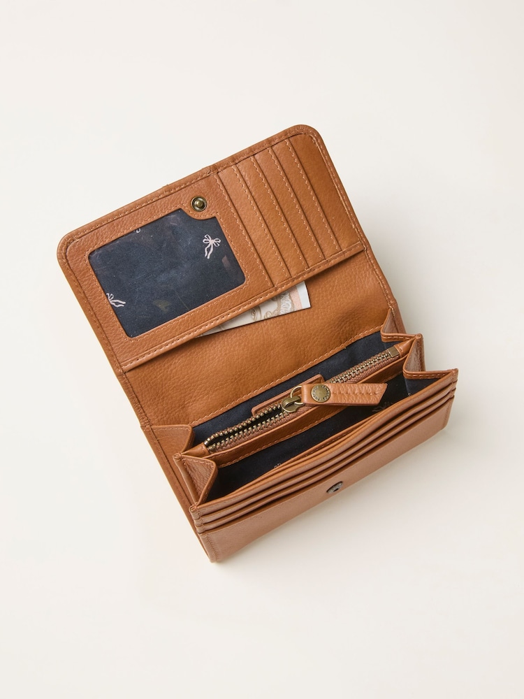 FatFace Tan Brown Bow Detail Leather Purse - Image 2 of 2