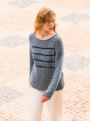 Celtic & Co. Blue Yarn Twist Breton 100% Cotton Jumper - Image 1 of 4