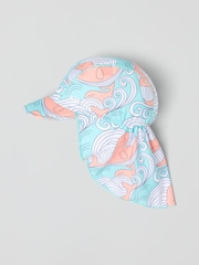 Polarn O Pyret Blue Whale Print Legionnaire Hat - Image 1 of 3