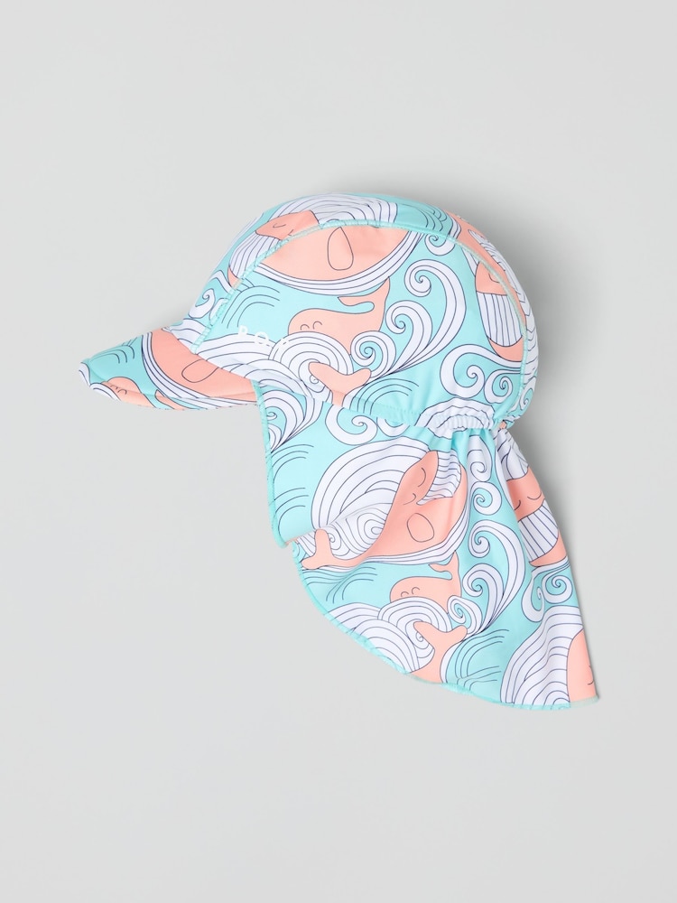 Polarn O Pyret Blue Whale Print Legionnaire Hat - Image 1 of 3