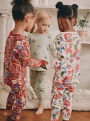 Red/Green Floral Snuggle Pyjamas 3 Pack (9mths-10yrs) - Image 3 of 11