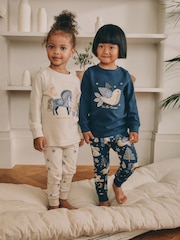 Navy / Cream Horse Christmas Snuggle Pyjamas 2 Pack (9mths-12yrs) - Image 1 of 8