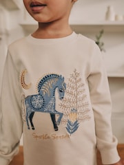 Navy / Cream Horse Christmas Snuggle Pyjamas 2 Pack (9mths-12yrs) - Image 3 of 8
