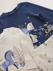 Navy / Cream Horse Christmas Snuggle Pyjamas 2 Pack (9mths-12yrs) - Image 7 of 8
