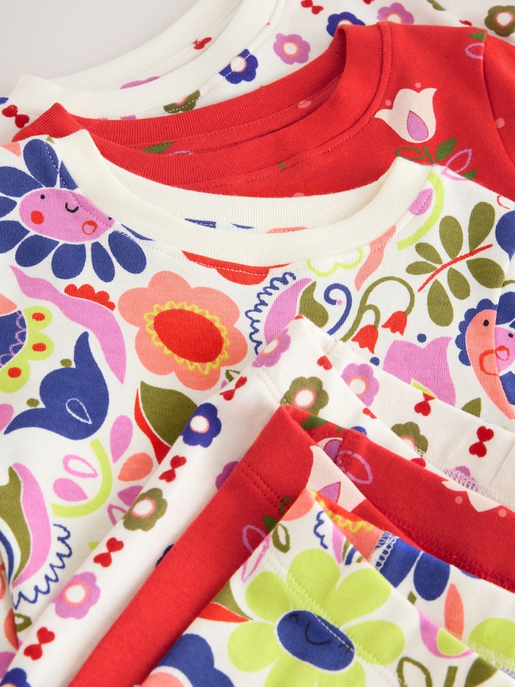 Red/Ecru Floral Snuggle Pyjamas 3 Pack (9mths-10yrs) - Image 7 of 7