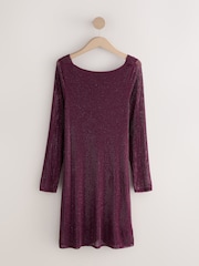 Burgundy Red Sparkle Embellished Cowl Back Mini Dress - Image 7 of 8
