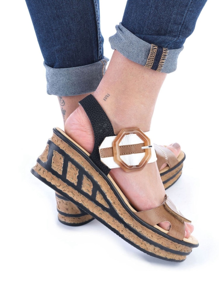 Rieker Womens Hook & Loop Black Shoes - Image 1 of 11