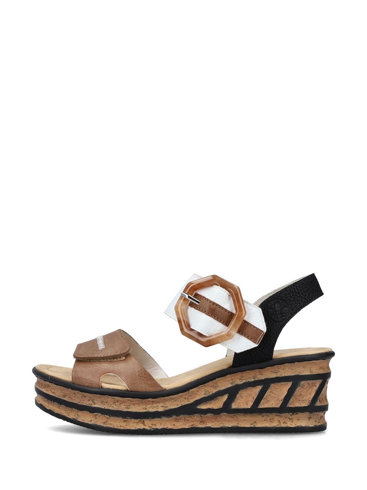 Rieker Womens Hook & Loop Black Shoes - Image 7 of 11