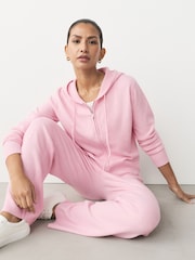 وردي فاتح - Super Soft Co-Ord Knitted Zip Through Hoodie - صورة 3 من 9