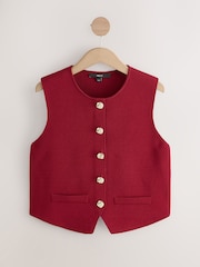 Cherry Red Smart Button Front Waistcoat - Image 1 of 4