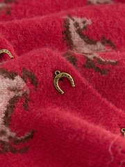 Red Horse Crew Neck Knitted Cardigan - Image 2 of 3