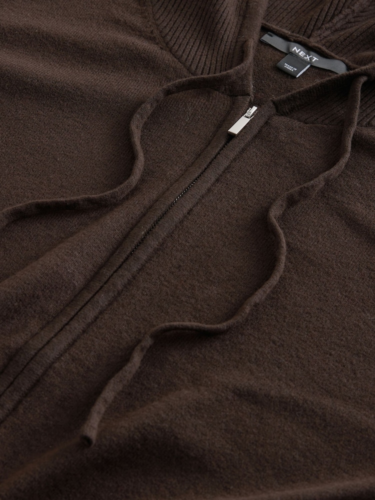 بني - Super Soft Co-Ord Knitted Zip Through Hoodie - صورة 2 من 9