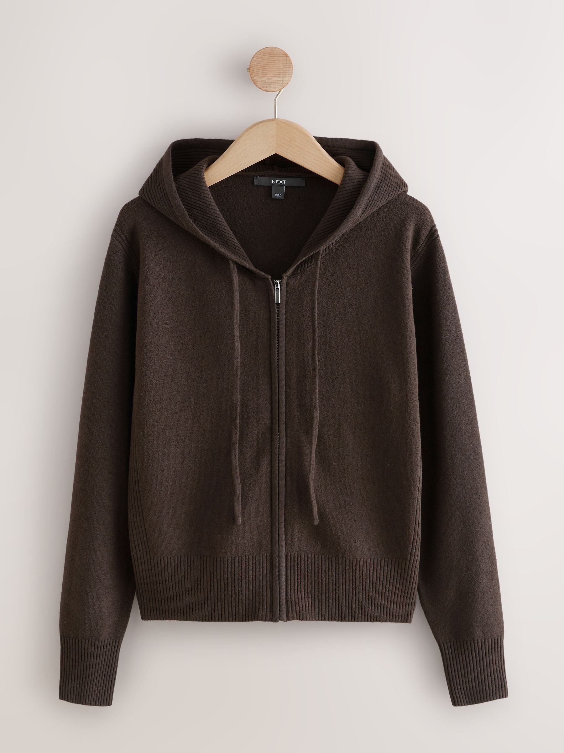 Buy Chocolate Brown Super Soft Co-Ord Knitted Zip Through Hoodie