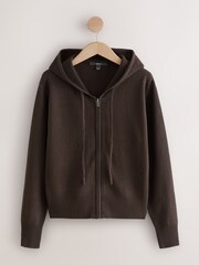 بني - Super Soft Co-Ord Knitted Zip Through Hoodie - صورة 7 من 9