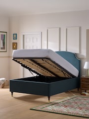 Nina Campbell Clabon Indigo Lowndes Upholstered Ottoman Storage Bed Frame - Image 2 of 6