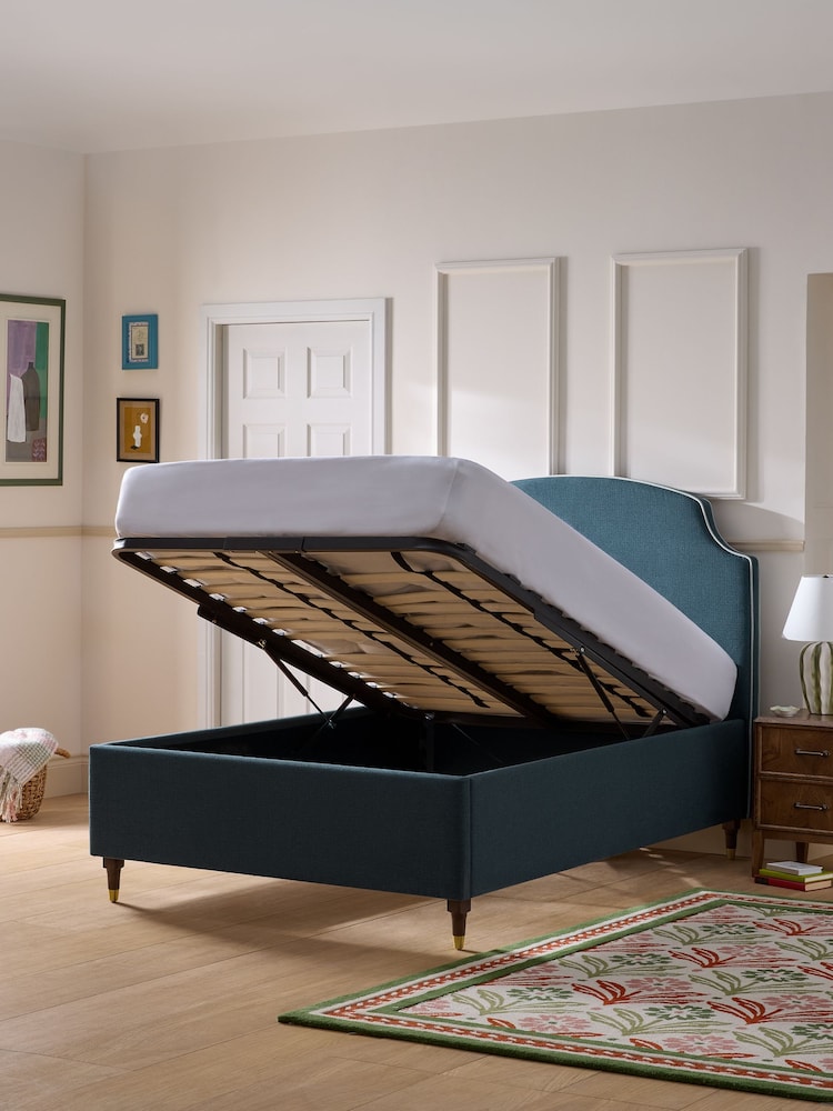 Nina Campbell Clabon Indigo Lowndes Upholstered Ottoman Storage Bed Frame - Image 2 of 6