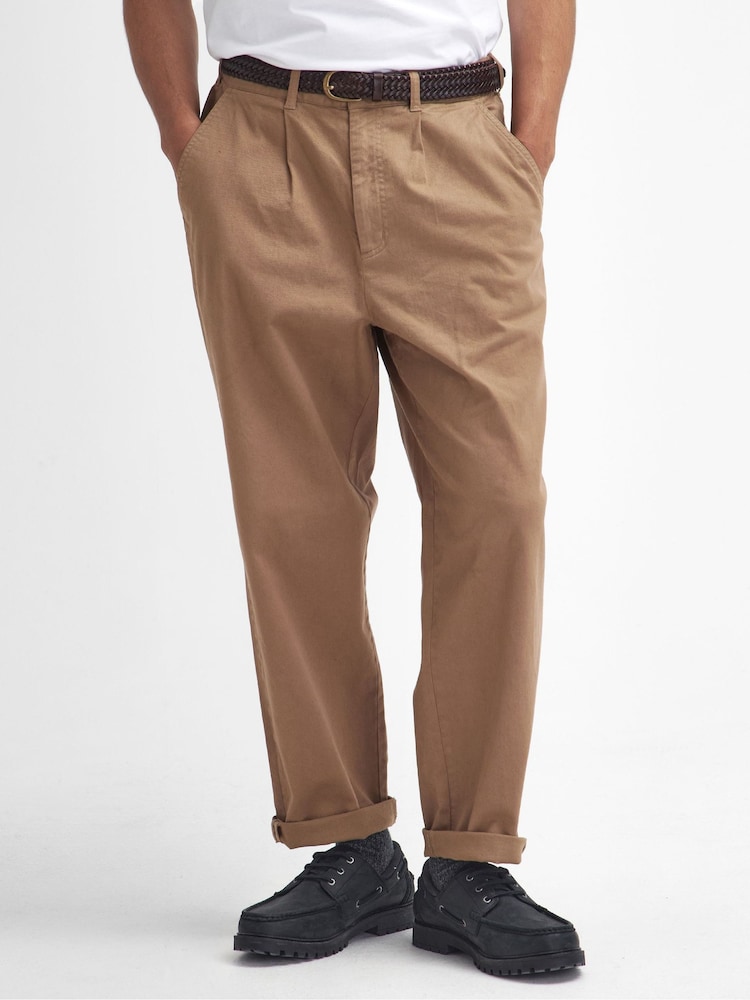 Barbour® Brown Washed Relaxed Fit Trousers - Image 2 of 5