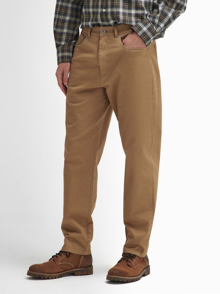 Barbour® Brown Washed Regular Fit Trousers - Image 2 of 7