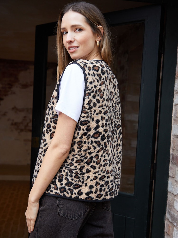 Threadbare Animal Tie Front Borg Gilet - Image 2 of 4
