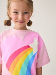 Little Bird by Jools Oliver Pink/Lilac Rainbow T-Shirt and Leggings Set - Image 2 of 5