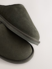 Khaki Green Faux Fur Lined Signature Suede Mule Slippers - Image 6 of 8