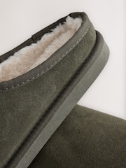 Khaki Green Faux Fur Lined Signature Suede Mule Slippers - Image 8 of 8