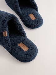 Navy Towel Mule Slippers - Image 3 of 5