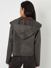أخضر - Threadbare Waxed Jacket with Concealed Hood - صورة 2 من 5