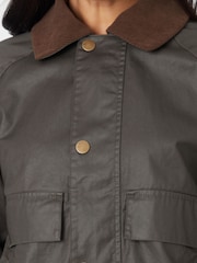 أخضر - Threadbare Waxed Jacket with Concealed Hood - صورة 4 من 5