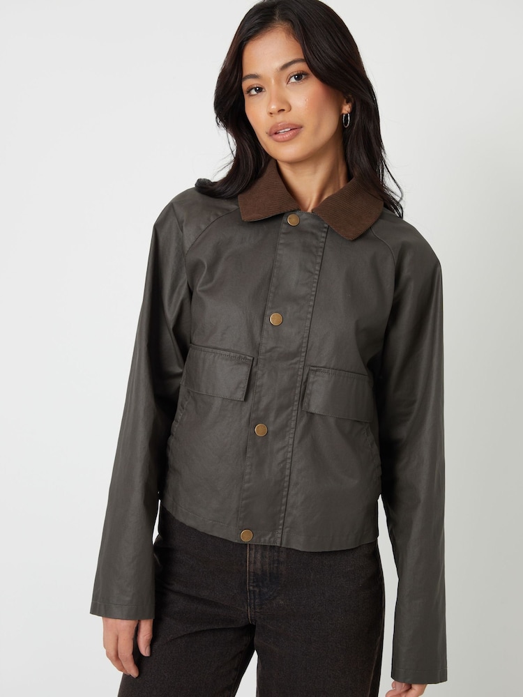 أخضر - Threadbare Waxed Jacket with Concealed Hood - صورة 5 من 5