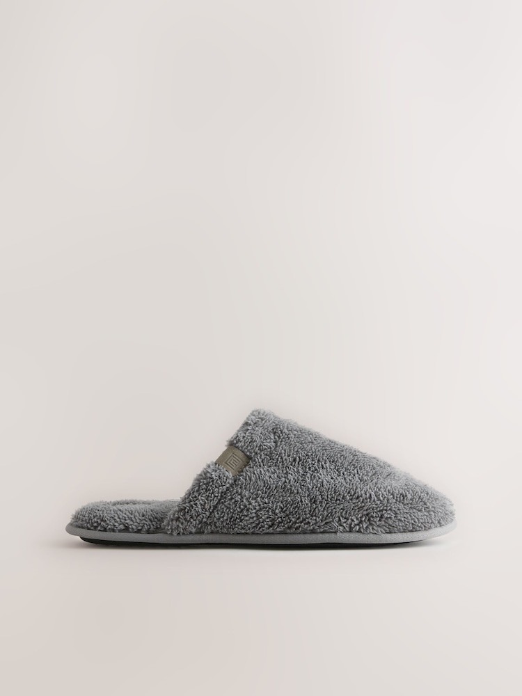 Grey Towel Mule Slippers - Image 2 of 5