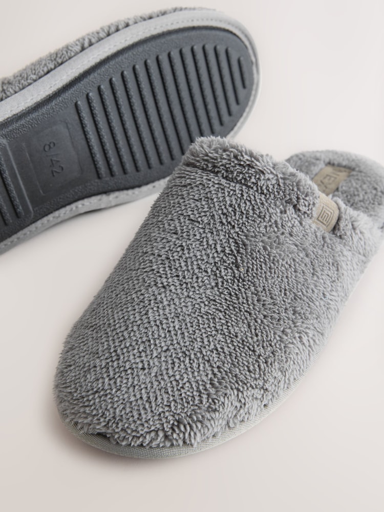 Grey Towel Mule Slippers - Image 5 of 5
