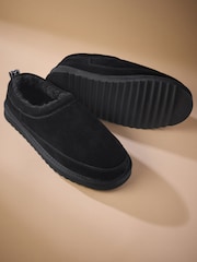 Schwarz - Signature-Wildleder-Slipper mit Kunstfellfutter - Bild 2 von 5