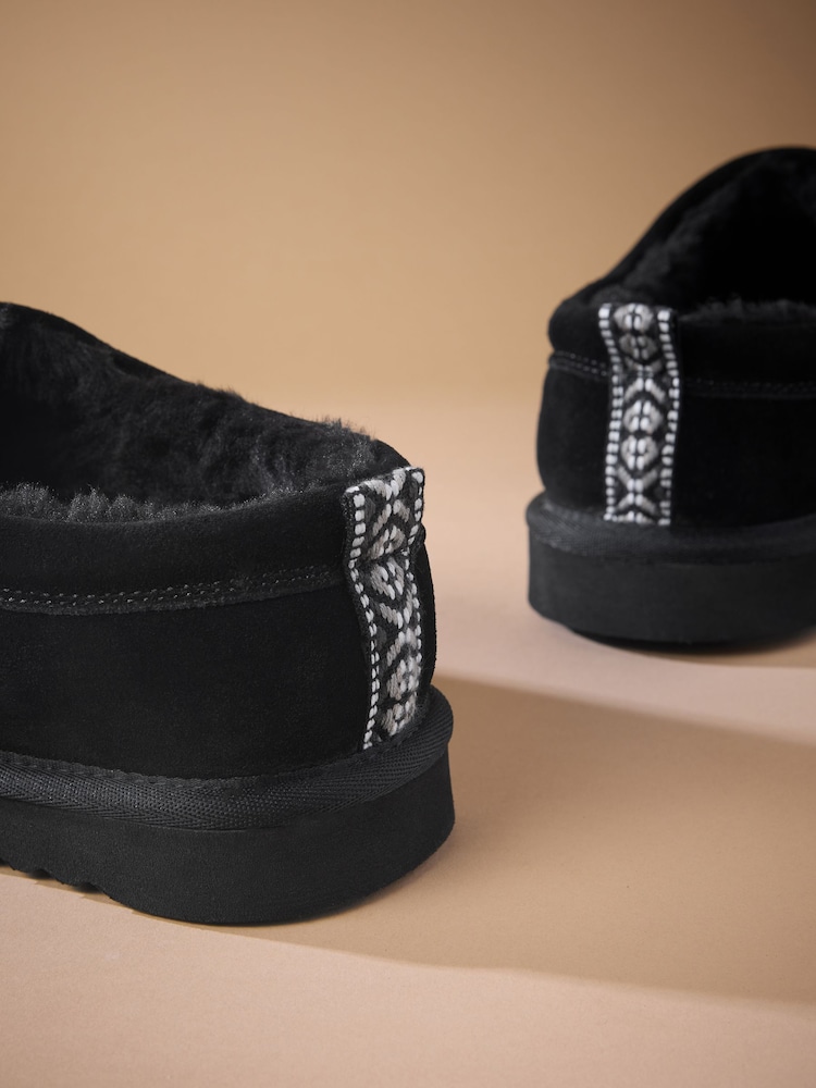 Schwarz - Signature-Wildleder-Slipper mit Kunstfellfutter - Bild 5 von 5