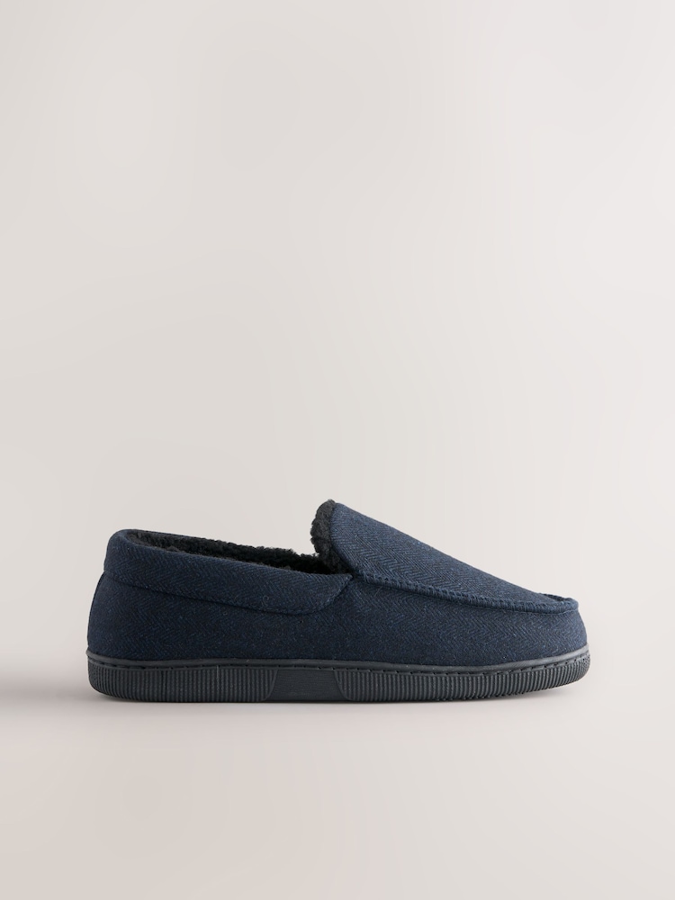 Navy Closed Back Textured Slippers - Image 2 of 5
