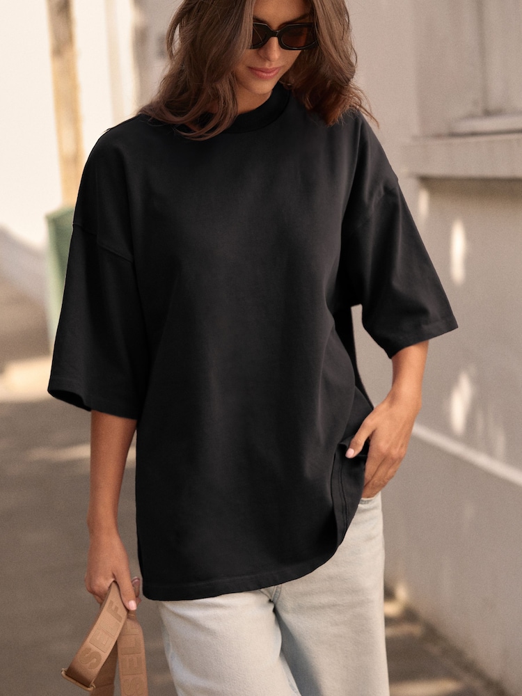 Schwarz - 100% Cotton Crew Neck Heavyweight T-Shirt - Bild 1 von 5 Schwarz - 100% Cotton Crew Neck Heavyweight T-Shirt - Bild 1 von 5