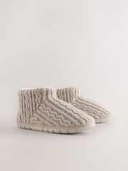 Neutral Knitted Boot Slippers - Image 3 of 7