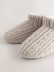 Neutral Knitted Boot Slippers - Image 4 of 7