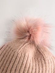 Pink Rib Knit Pom Hat - Image 2 of 3
