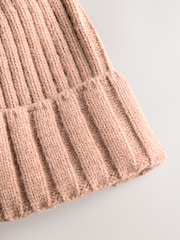 Pink Rib Knit Pom Hat - Image 3 of 3