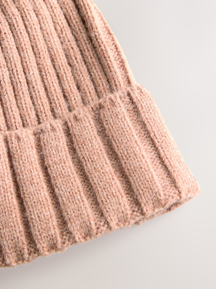 Pink Rib Knit Pom Hat - Image 3 of 3