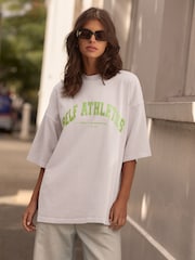 self. White 100% Cotton Crew Neck Heavyweight Graphic T-Shirt - Image 1 of 4