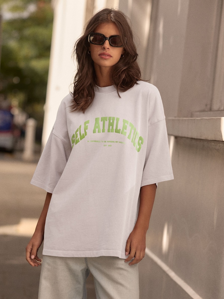 self. White 100% Cotton Crew Neck Heavyweight Graphic T-Shirt - Image 1 of 4