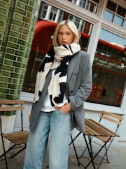 Black White Floral Print Midweight Scarf - Image 1 of 6